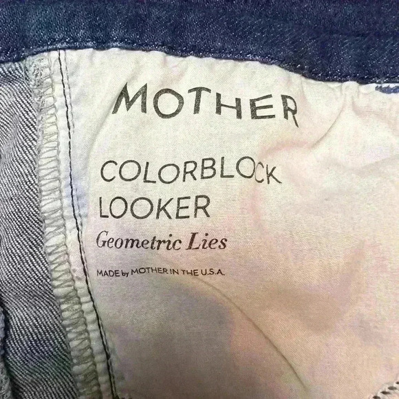 Mother Colorblock Looker Geometric Lies Denim Size 31 - Picture 8 of 10
